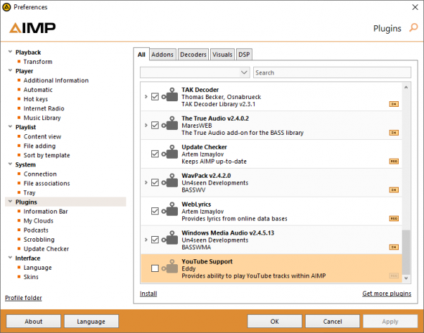 AIMP - Plugin Settings