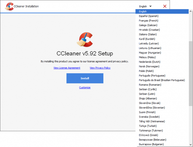 Ccleaner - Change language during installation